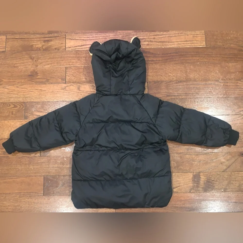 Kids 4–5T Black Puffer Coat + Wool Himalayan Knit Hat Set | Unisex Winter Bundle
